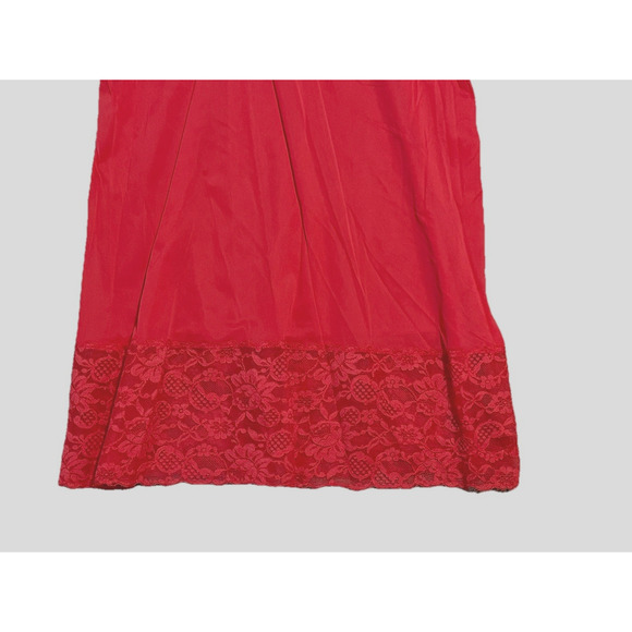 Vintage Vanity Fair Red Lace Night Gown Size 40 Mid Length Lingerie Slip Dress - Picture 2 of 7